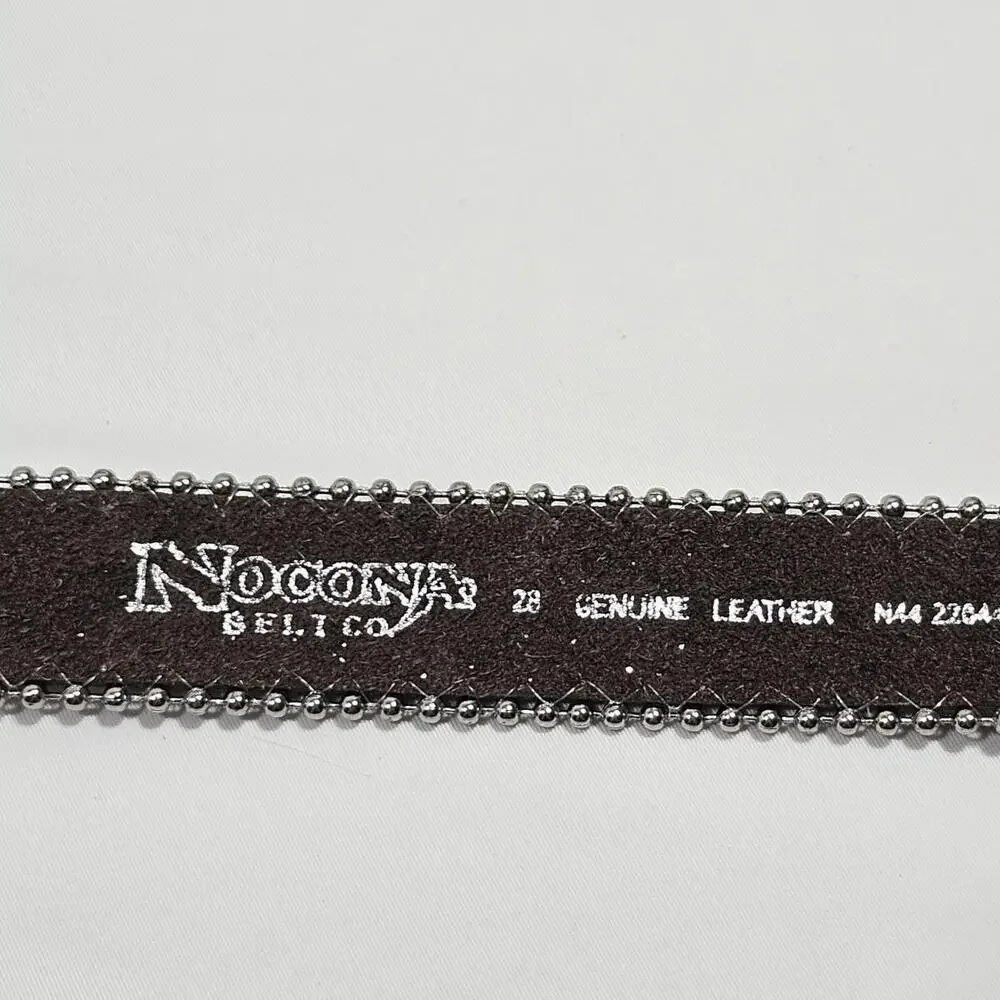 Nocona Cowgirl Western Brown/Rhinestone Heart Leather Belt Size 28 Bling - Picture 5 of 9
